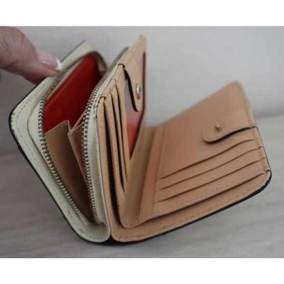 Kate Spade WLRU2212 Berkley Lane Cara Black/Porcelain Leather Zip Around Wallet - Picture 10 of 11